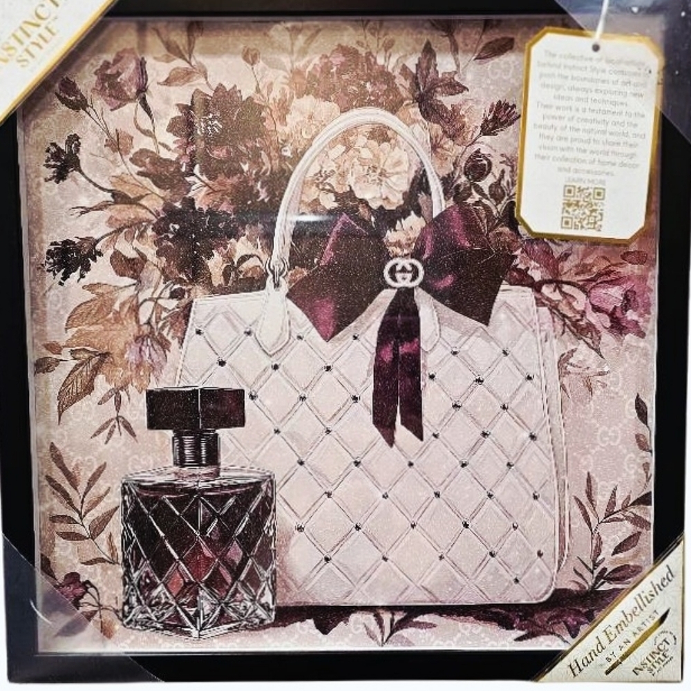 Instinct Style Gucci Handbag & Bottle Framed Wall‎ Decor